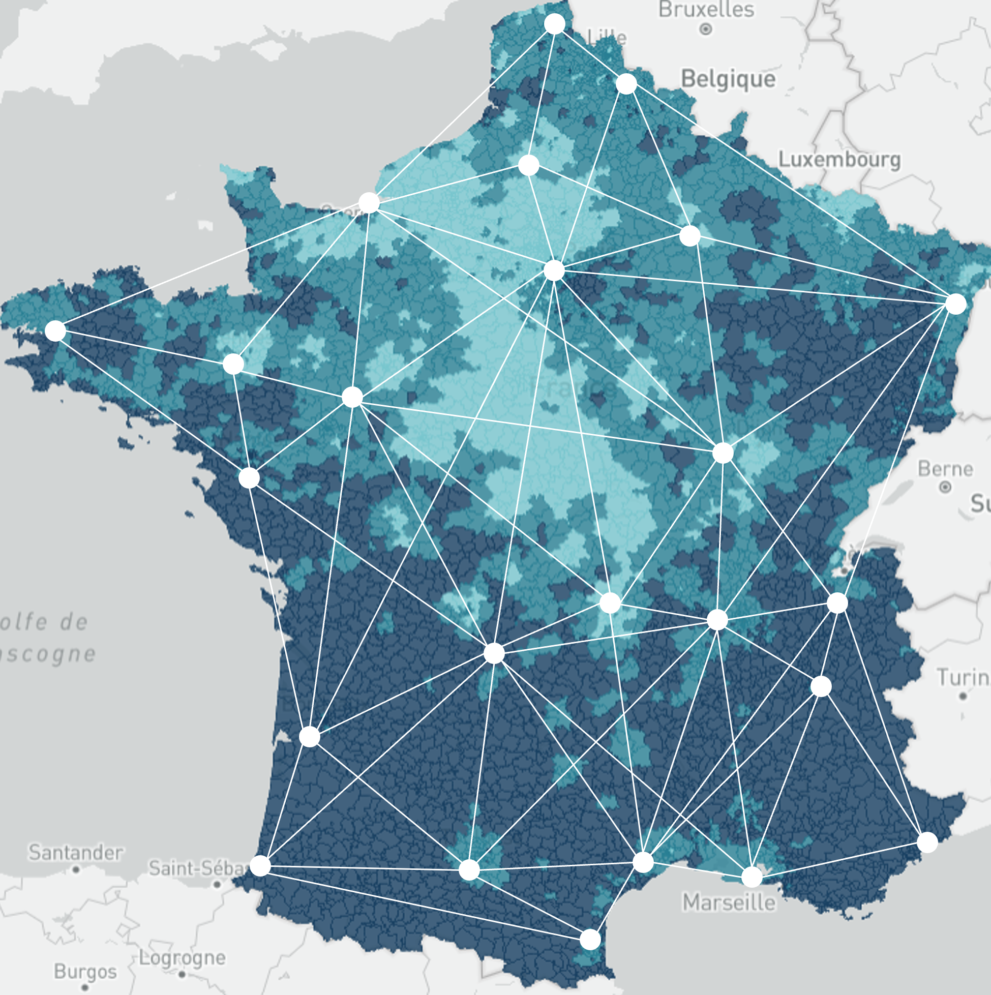 Maillage géostatistique IRIS : zoom sur la frontière France-Belgique-Luxembourg