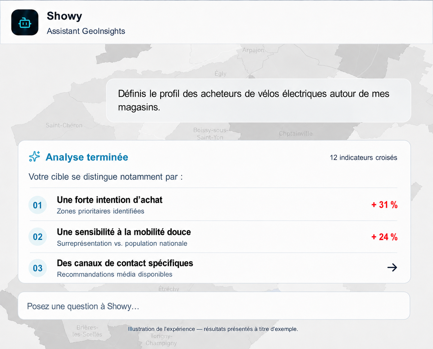 Exemple d’analyse réalisée avec l’assistant GeoInsights Showy